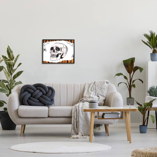 Stupell Industries Orange & Black Striped Skull Framed Giclee Art